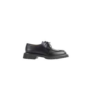 LEGRES Women's Square Toe Lug Sole Derby Shoes Women 01 BLACK Moccasins